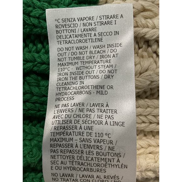 Gucci Cable Knit Cream White Bright Red Green Web Stripe Cardigan Size XS - Picture 5 of 9